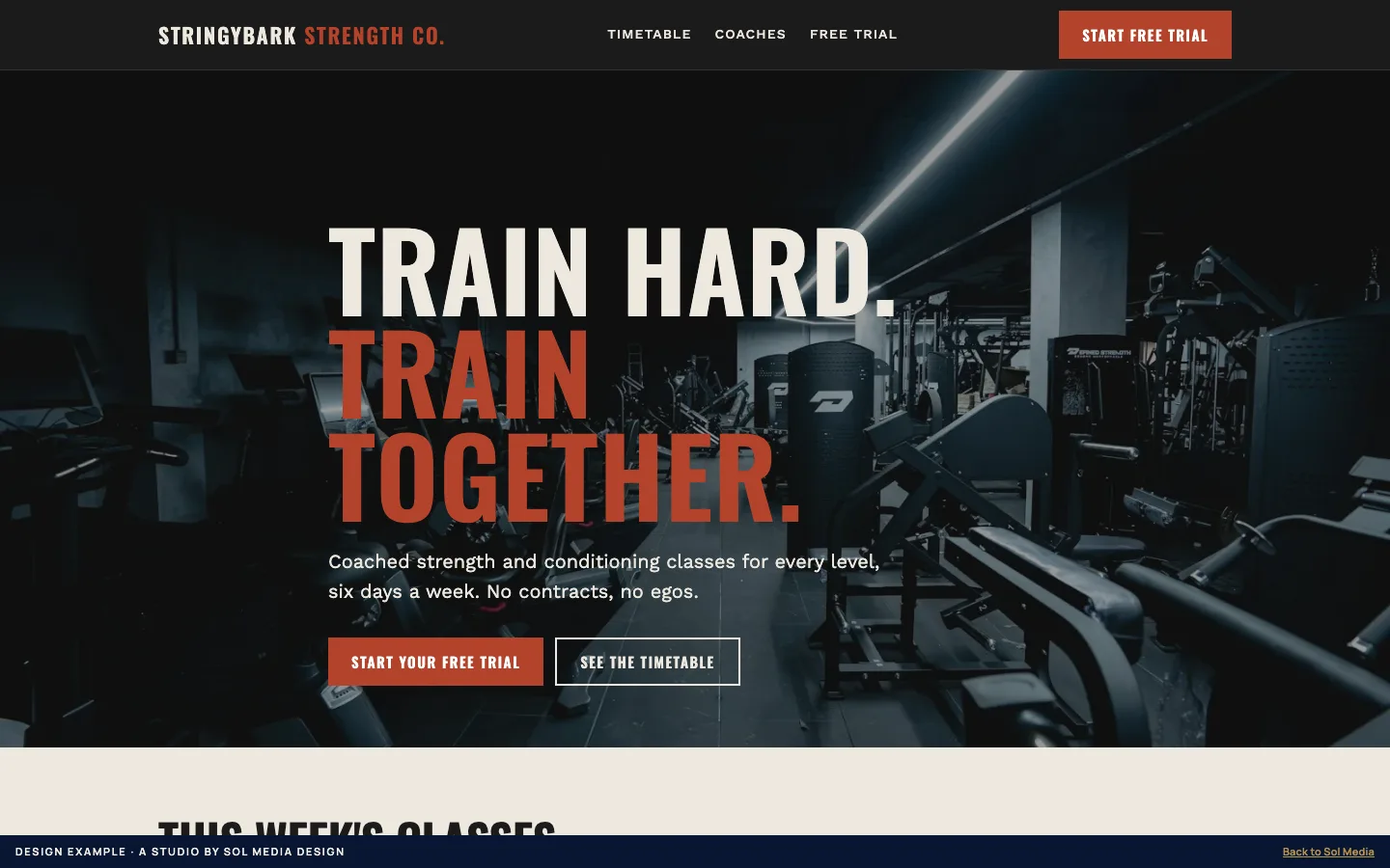 Design example: the Stringybark Strength Co. website.