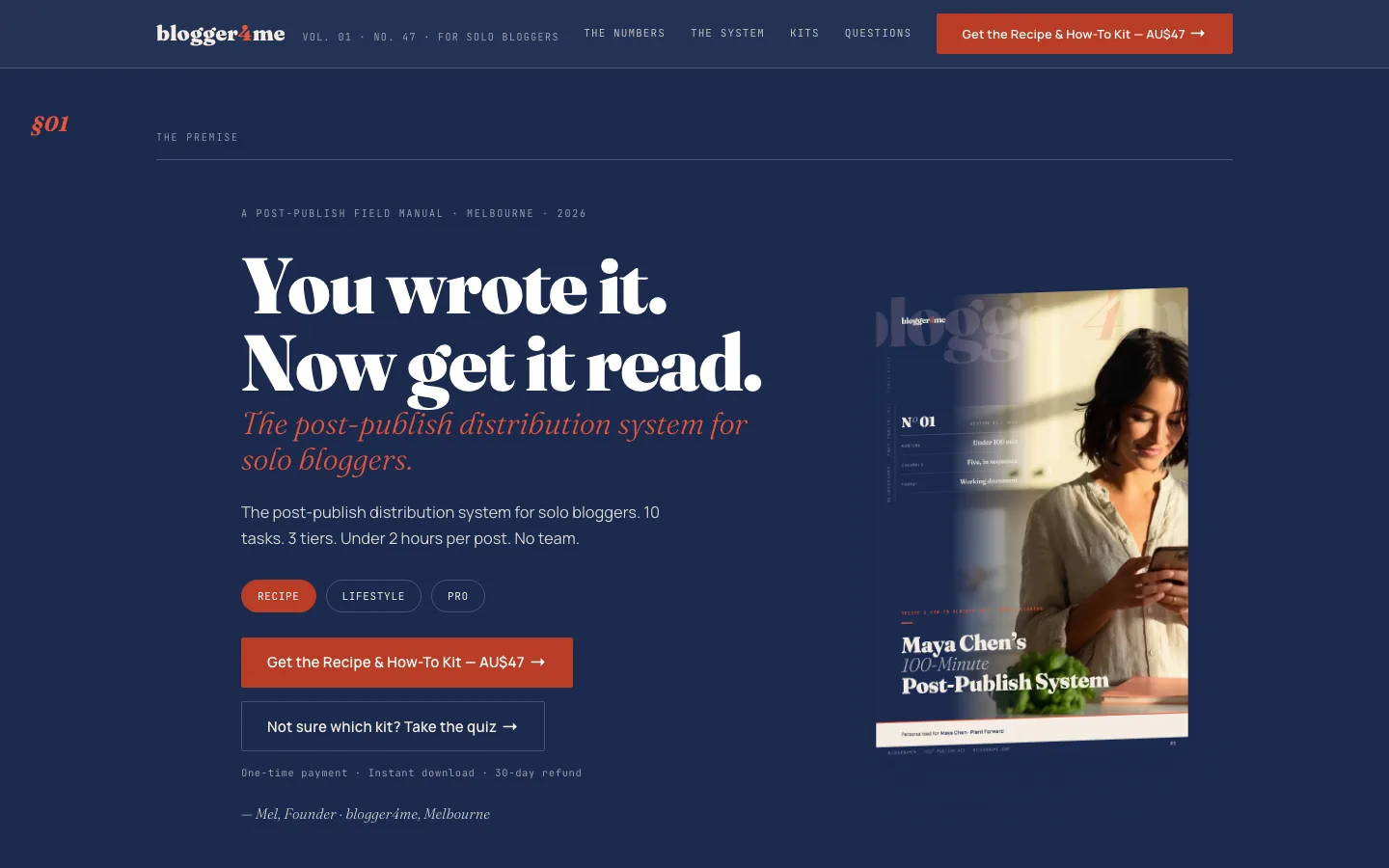 The blogger4me website home page.